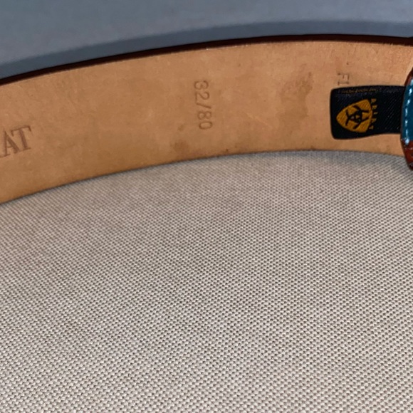 F107052 Ariat Men's Western Belt with Turquoise Blue W Orange Gems 32 / 80 - Picture 4 of 10